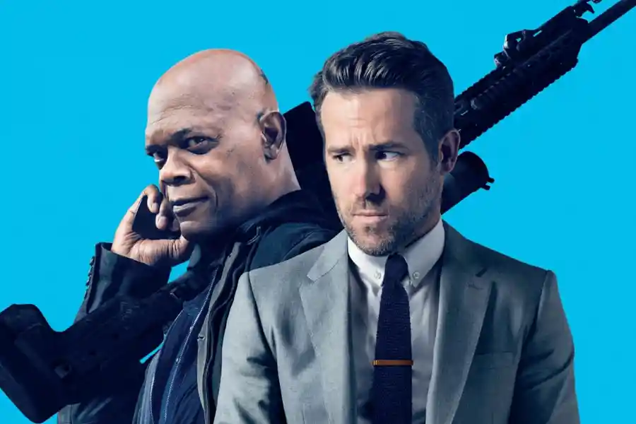 Sinopsis The Hitman’s Bodyguard (2017), Film Aksi Komedi Ryan Reynolds dan Samuel L. Jackson Gaya Ryan Reynolds dan Samuel L. Jackson di poster film The Hitman's Bodyguard (2017)