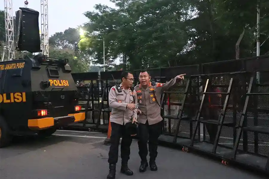 Sebanyak 1.309 personel gabungan guna mengamankan aksi dari Aliansi Rakyat Indonesia Bela Palestina dan Komite Solidaritas Palestina dan Yaman (KOSPY) 