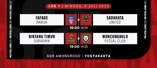 Pro Futsal League 2024-2025 Masuki Fase Elite 8, Duel Panas Fafage vs Sadakata dan Bintang Timur vs Moncongbulo di Yogyakarta