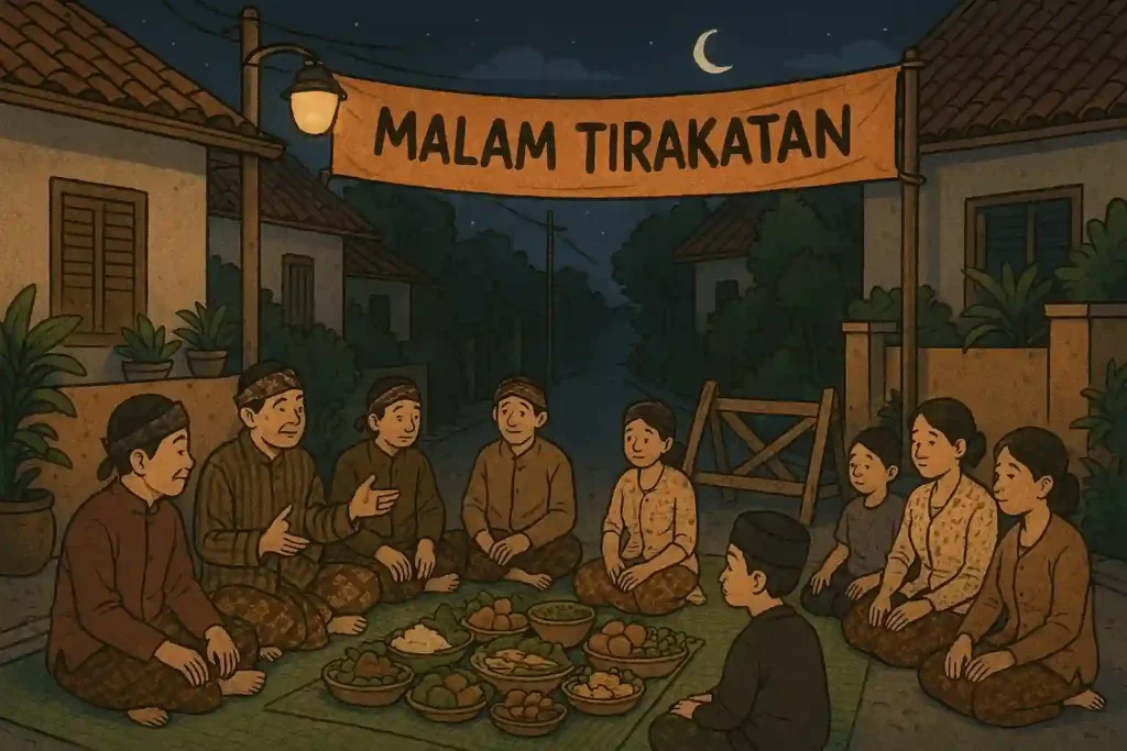 Malam Tirakatan: Tumpeng Tersaji, Persaudaraan Terpatri Ilustrasi AI Malam Tirakatan