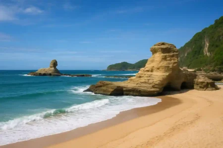 Pacitan, Kota 1001 Goa: Keindahan Alam, Jejak SBY, dan Pesona Wisata yang Menawan Ilustrasi Pantai Klayar Pacitan
