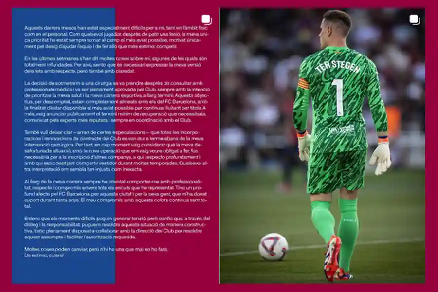 Marc-André ter Stegen Klarifikasi Kondisi dan Komitmennya untuk Barcelona Tangkapan layar akun instagram @mterstegen1 milik Marc-André ter Stegen