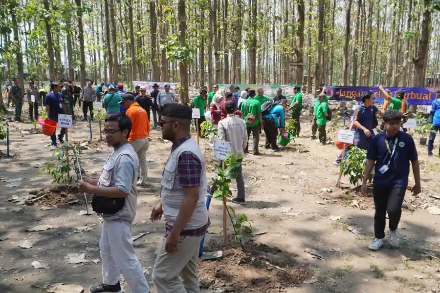 BPBD Jatim Tanam 4.075 Pohon di Mojokerto untuk Dukung Mitigasi Bencana dan Ketahanan Lingkungan BPBD Jawa Timur menanam 4.075 pohon produktif di Mojokerto dalam rangka PRB 2025 guna mendukung mitigasi bencana dan ketahanan lingkungan.