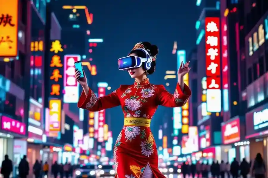 Ilustrasi perkembangan gaya hidup digital di Cina (foto: Generatif AI)